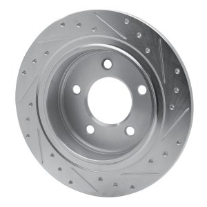 Chrysler Pacifica Brake Rotor (1) - Rear Left - R1 Concepts - Drilled & Slotted - Silver - `04-`08